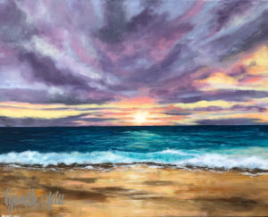 beach sun painting original abstract