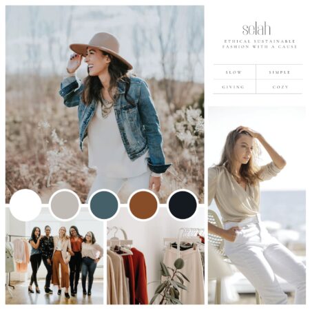 Mood board for an ethical and sustainable casual clothing brand inspired their new logo.